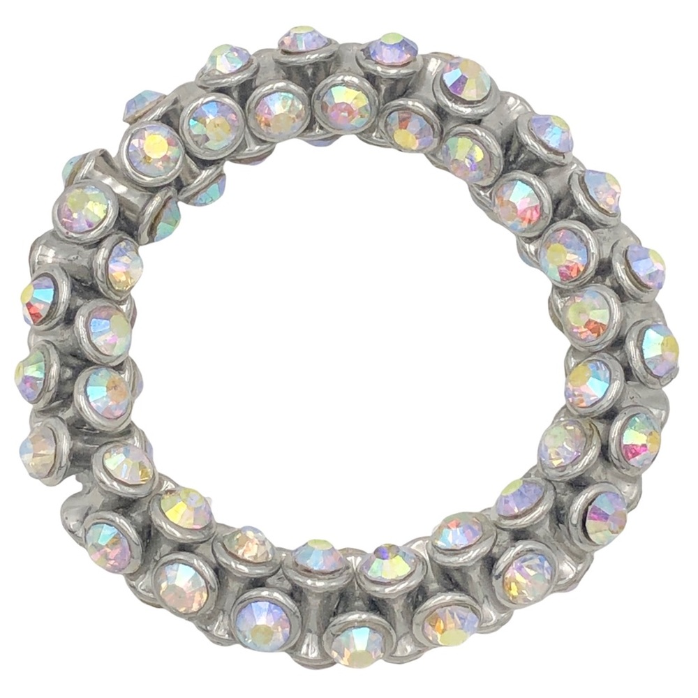 AB Iridescent Rhinestone Trumpet Bead Unique Stretch Bracelet
